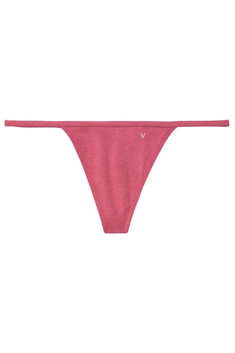 Candy/White Mini Stripe Victoria's Secret Stretch Cotton No Show Thong Knickers | BFJ-328590