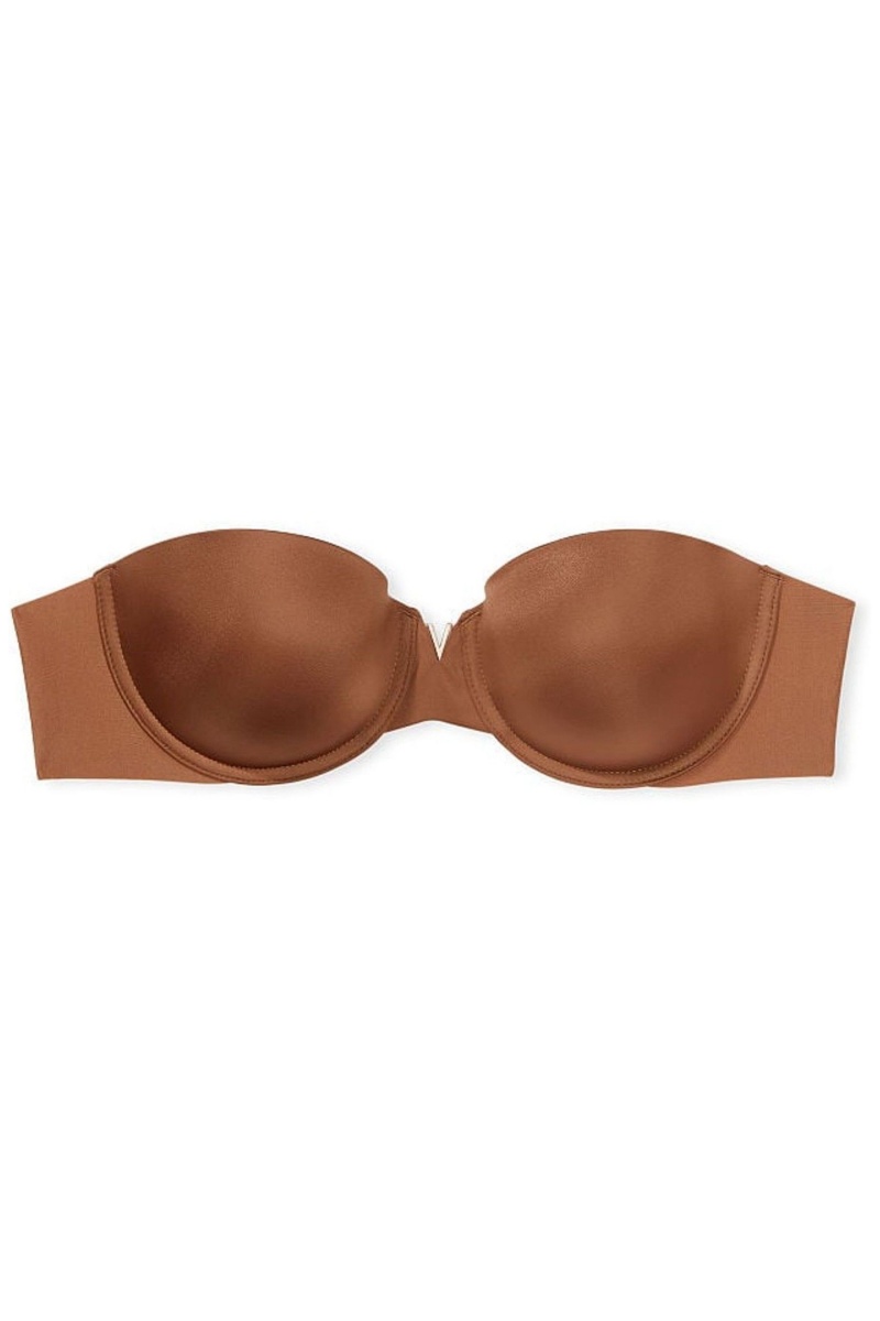 Caramel Kiss Brown Victoria's Secret Wear Everywhere Smooth Multiway Strapless Push Up Bra | IDN-296873