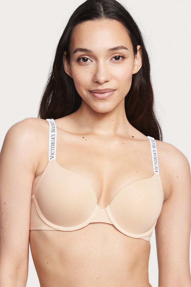 Champagne Nude Victoria\'s Secret The T-Shirt Full Coverage Push Up Logo Bra | MOQ-162748