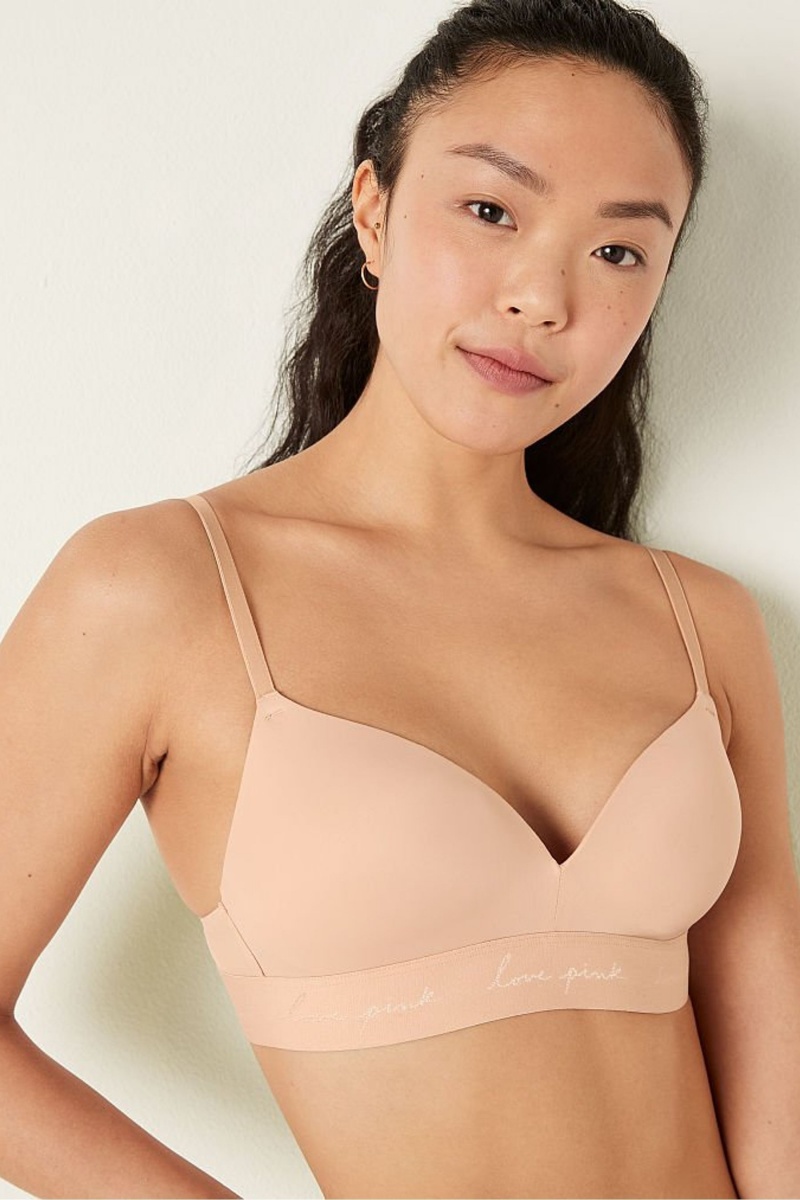 Champagne Nude Victoria's Secret Wear Everywhere Smooth Non Wired Push Up T-Shirt Bra | AQL-704916