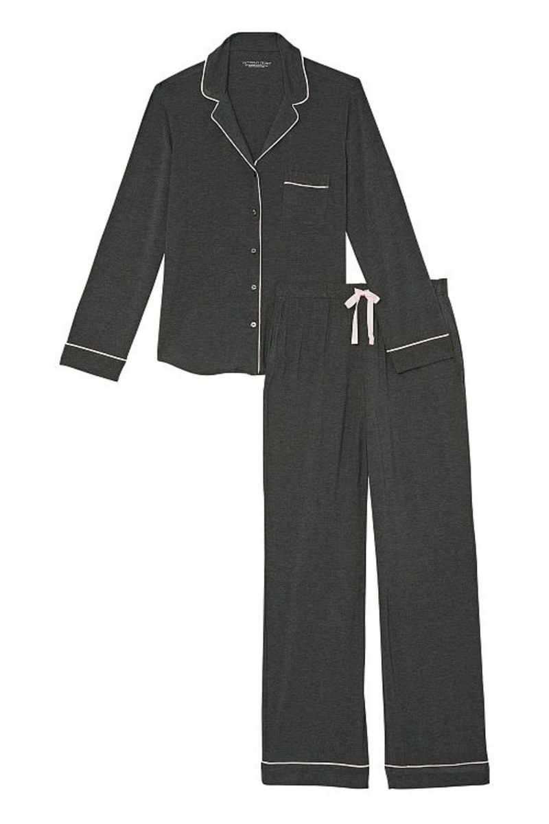 Charcoal Grey Victoria's Secret Modal Long Pyjamas | TJD-568924