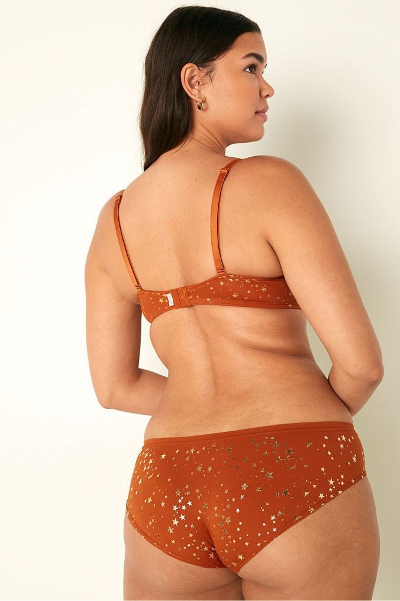 Cinnamon Spice Orange Foil Stars Victoria's Secret Wear Everywhere Wear Everywhere Smooth Push Up T-Shirt Bra | WRF-504126