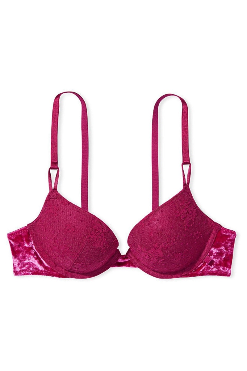 Claret Red Victoria's Secret Sexy Tee Lace Push Up Bra | QYS-986205