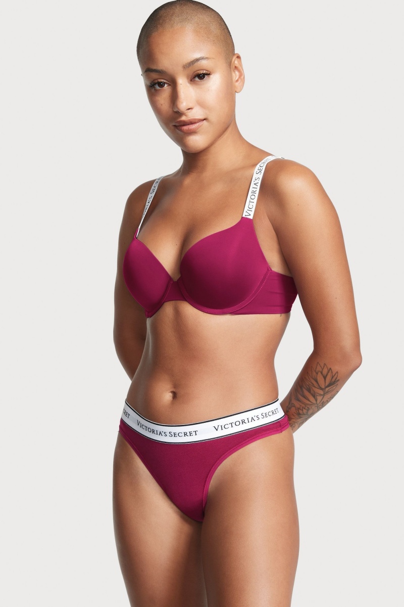 Claret Red Victoria's Secret Stretch Cotton Logo Knickers | RSG-408729