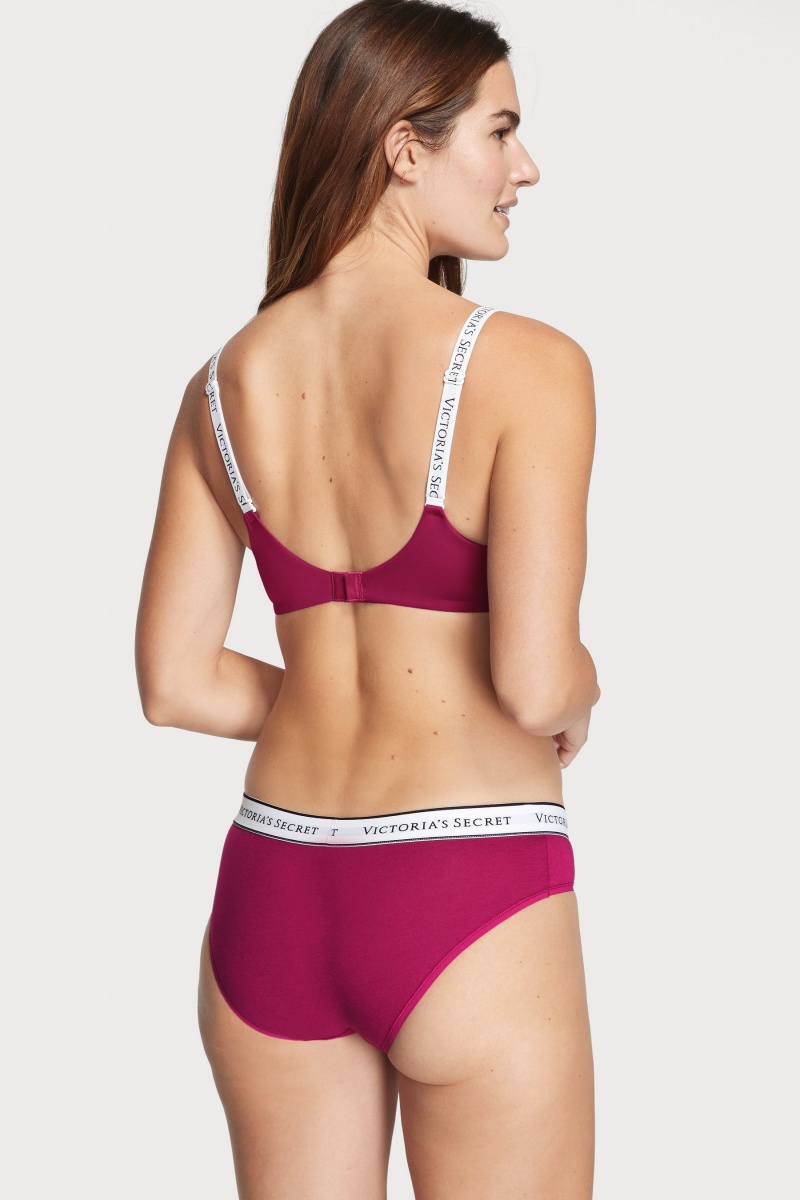 Claret Red Victoria's Secret Stretch Cotton Logo Knickers | TUZ-325410