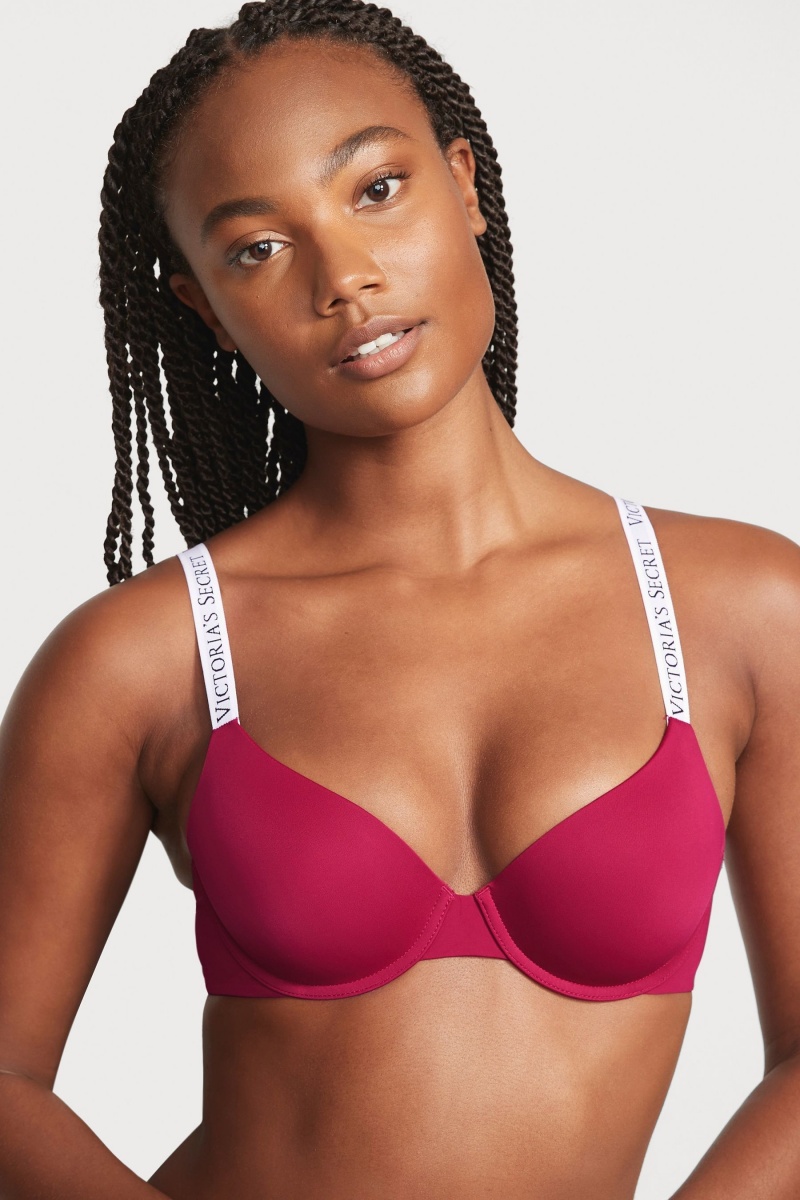 Claret Red Victoria's Secret The T-Shirt Lightly Lined Demi Logo Bra | QDH-293506