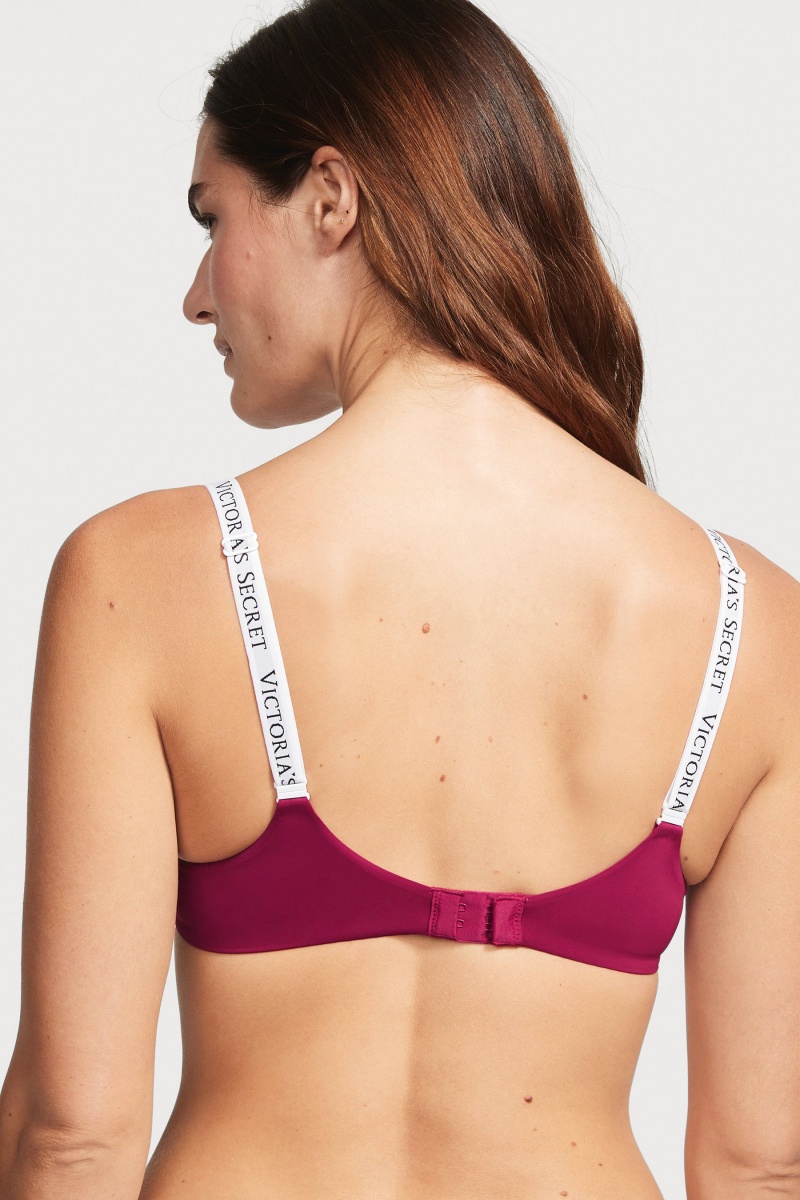 Claret Red Victoria's Secret The T-Shirt Non Wired Logo T-Shirt Bra | XFH-134927