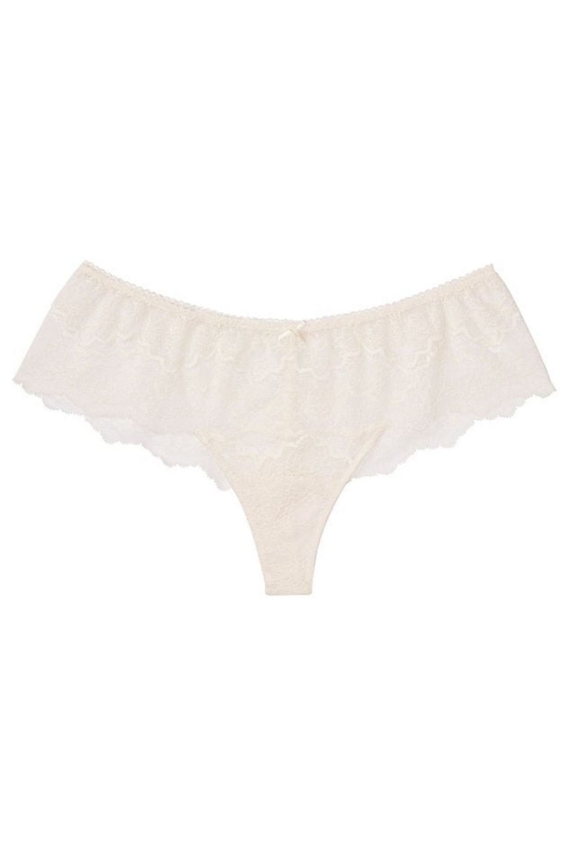 Coconut White Victoria's Secret Dream Angels Lace Hipster Thong Knickers | KJF-701948