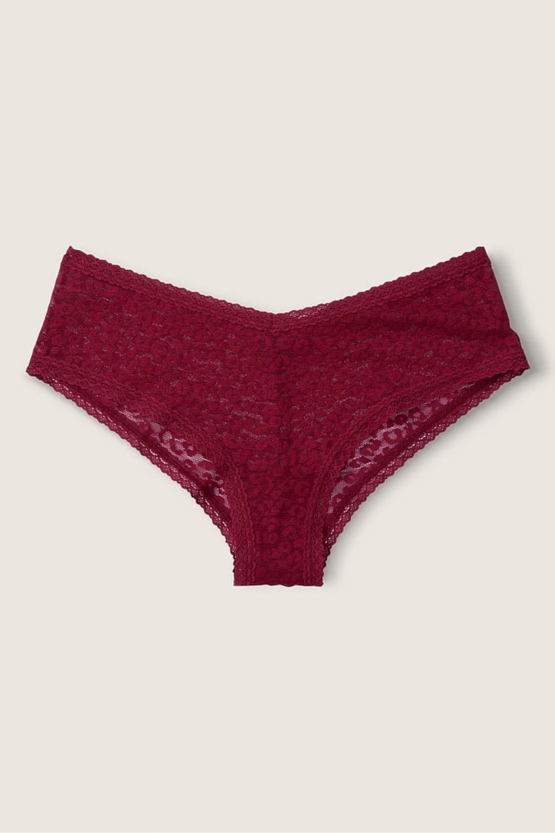 Coconut White Victoria\'s Secret Lace Logo Cheeky Knickers | HCV-476521