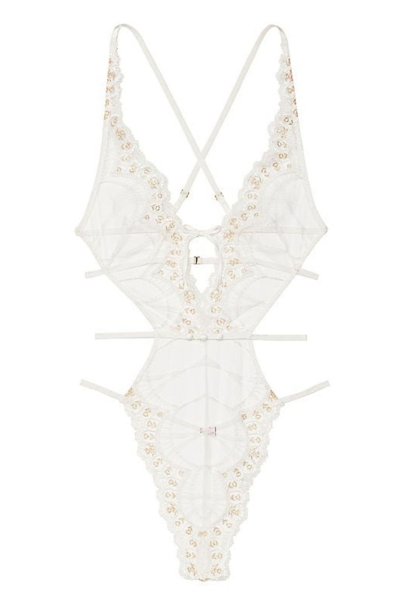 Coconut White Victoria's Secret Strappy Back Lace Body | BKL-469510