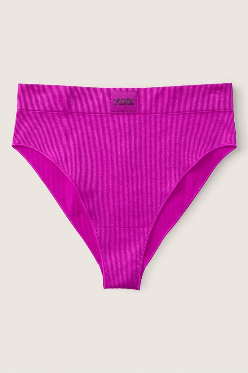 Dahlia Magenta Pink Victoria's Secret Seamless High Waist Rib Bikini Knickers | XWD-815692