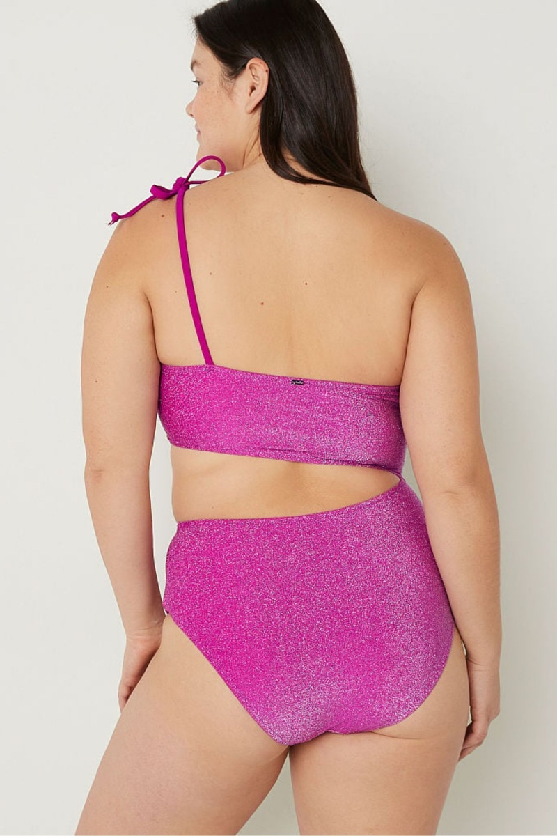 Dahlia Magenta Pink Victoria's Secret Shimmer One Shoulder Swimsuit | QRK-206453