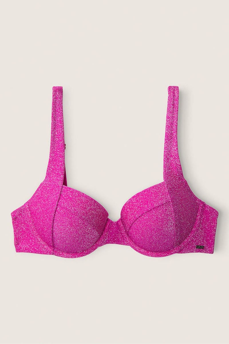 Dahlia Magenta Purple Victoria's Secret Shimmer Push Up Bikini Top | FYV-584203