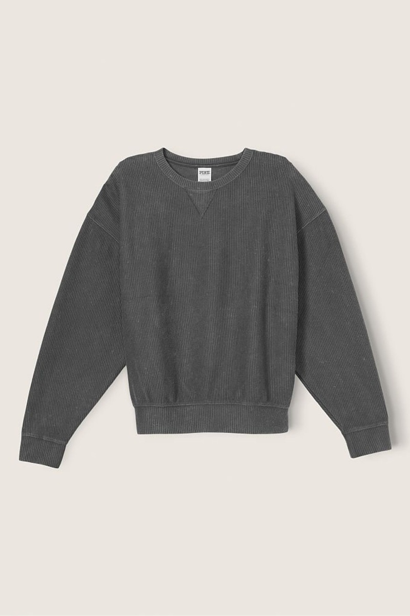 Dark Charcoal Rib Grey Victoria's Secret Long Sleeve Sweatshirt | BNQ-602953