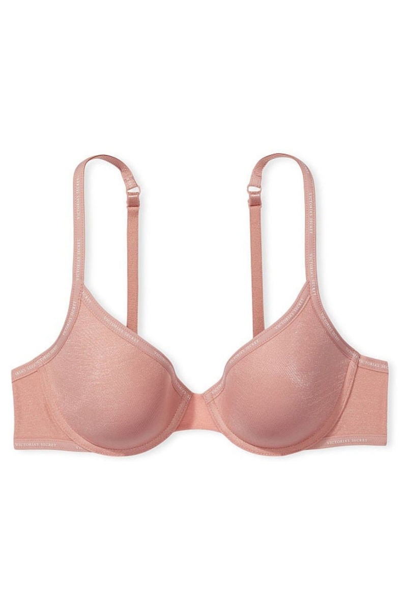 Demure Pink Victoria's Secret The T-Shirt Lightly Lined Logo Strap Full Cup Bra | IQJ-129638