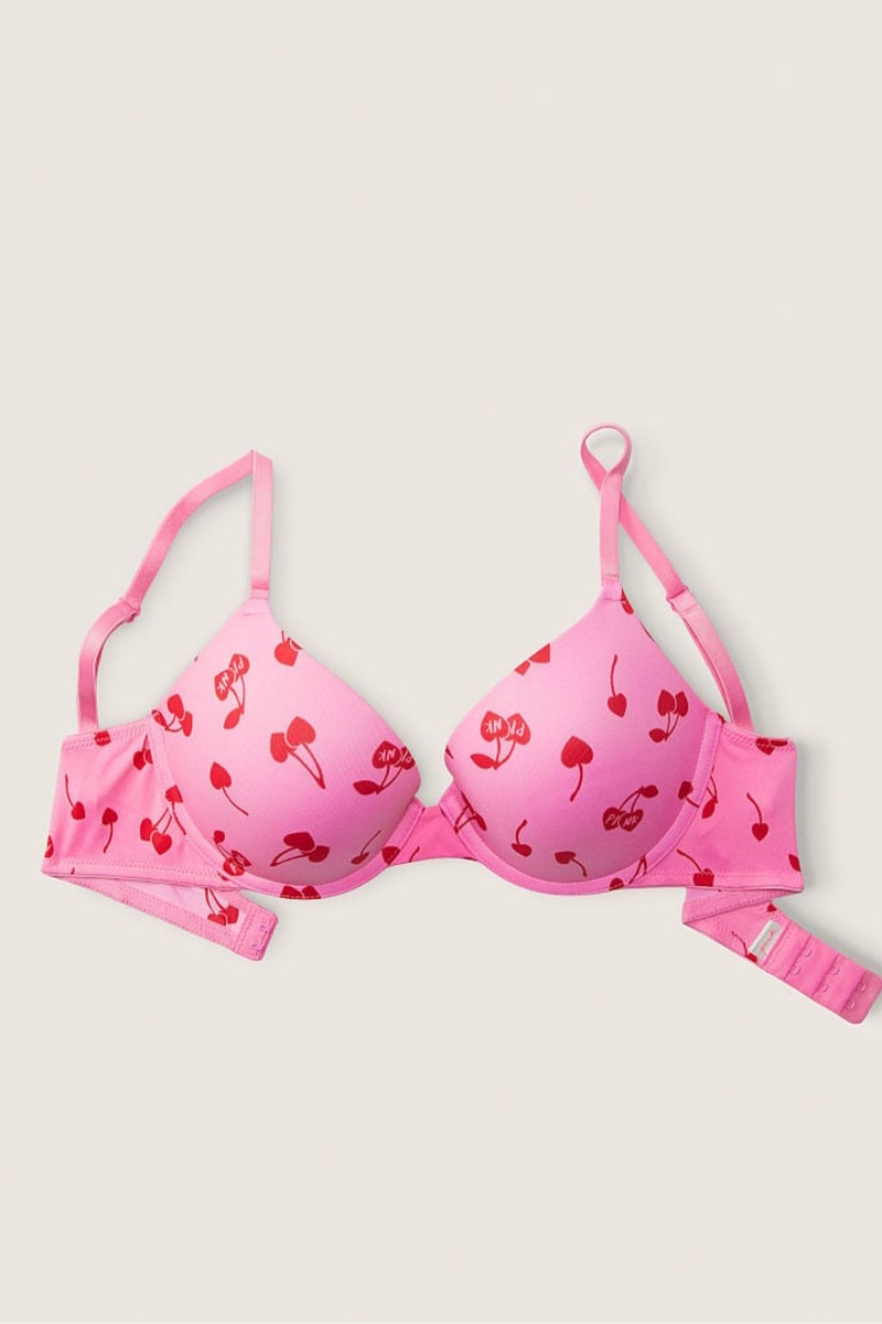 Dreamy Pink Cherry V-Day Pink Victoria's Secret Wear Everywhere Wear Everywhere Smooth Push Up T-Shirt Bra | CBZ-504128