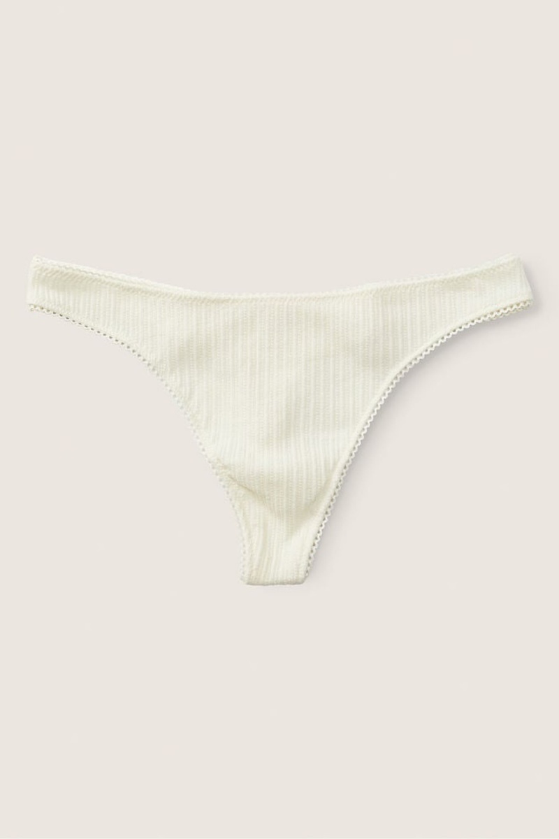 Dreamy Pink Pointelle Victoria\'s Secret Stretch Cotton Cotton Thong Knickers | NPB-384510