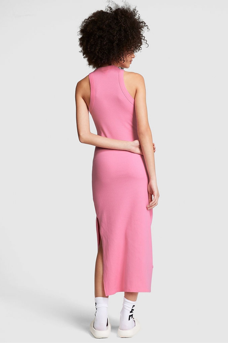 Dreamy Pink Victoria's Secret Ribbed Midi Dress | XTO-305486