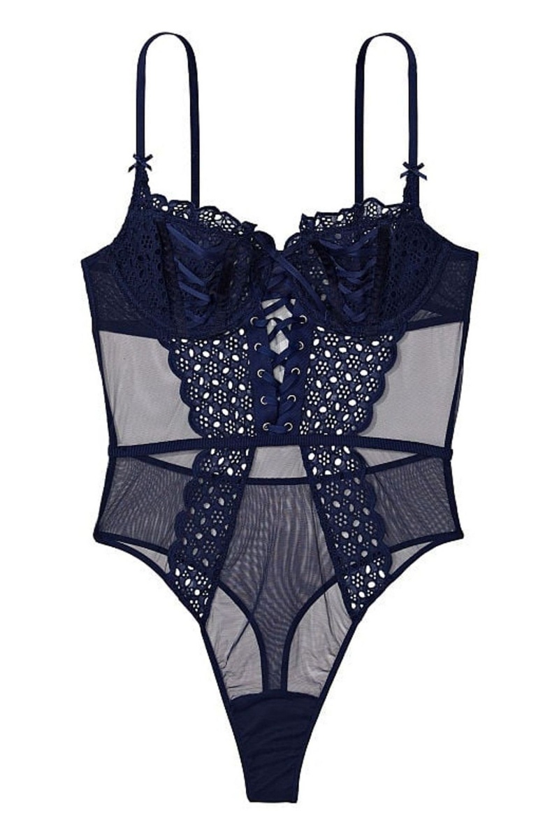 Ensign Navy Blue Victoria's Secret Dream Angels Broderie Unlined Balcony Body | SHR-629058