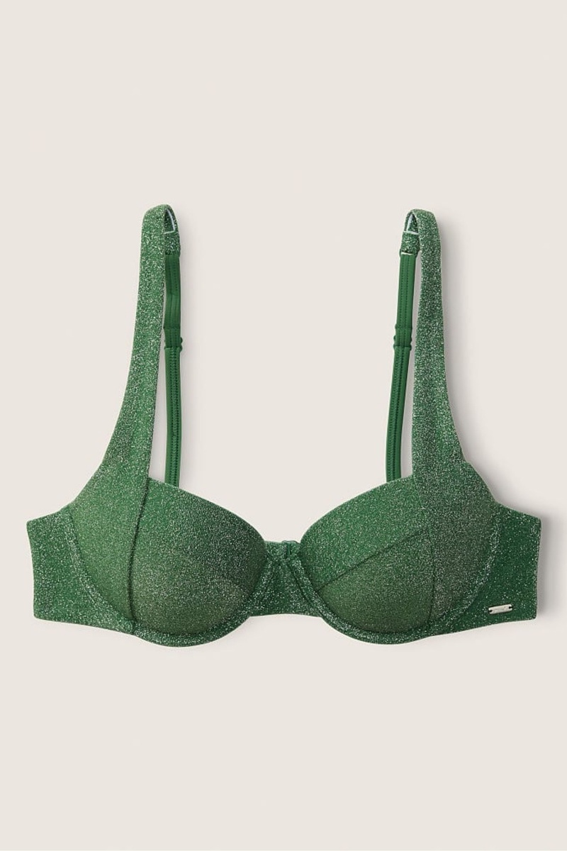 Forest Pine Green Victoria's Secret Shimmer Push Up Bikini Top | MHZ-560739