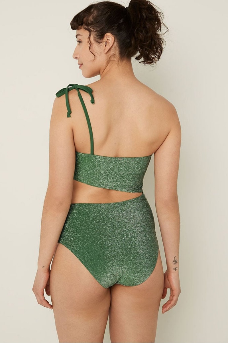 Forest Pine Green Victoria's Secret Shimmer One Shoulder Swimsuit | ZBX-801596