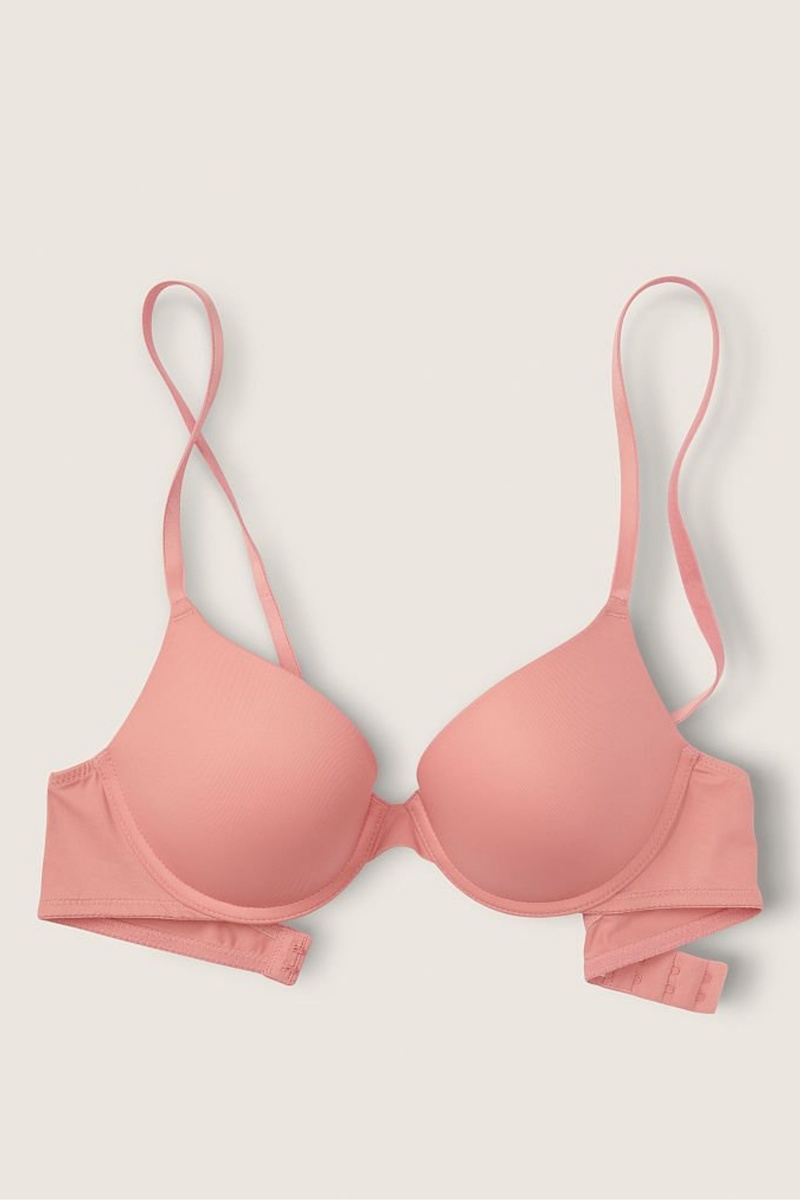 French Rose Pink Victoria's Secret Wear Everywhere Smooth Push Up T-Shirt Bra | GQB-047213