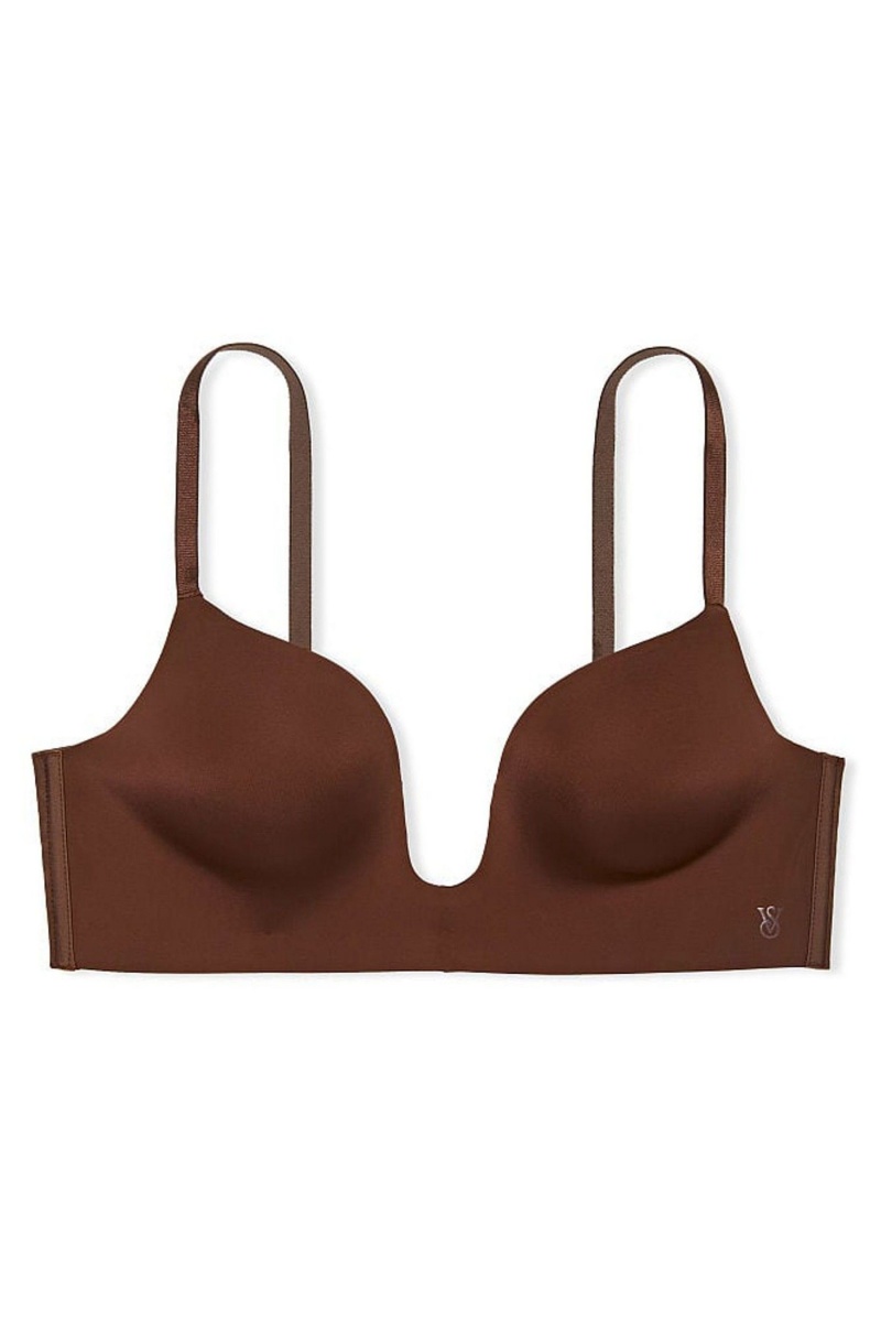 Ganache Brown Victoria's Secret Bare Smooth Plunge Low Back Bra | SUD-237856