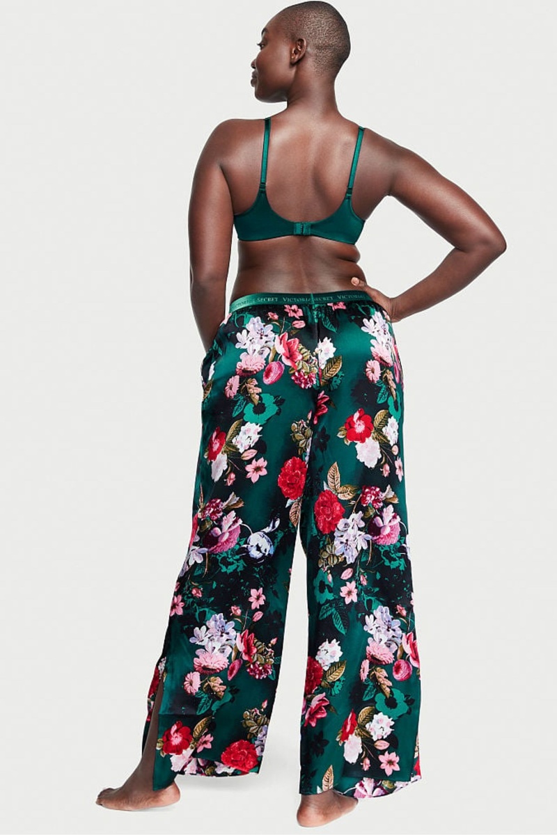 Green Victoria's Secret Silk Floral Pyjama Bottoms | FHC-920835