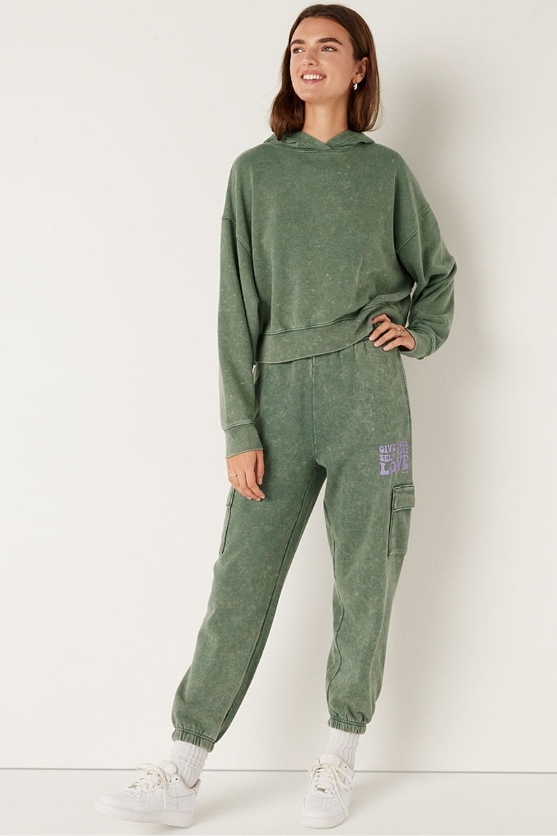 Green Wash Victoria's Secret Shine Crop Long Sleeve Hoodie | HDW-594310