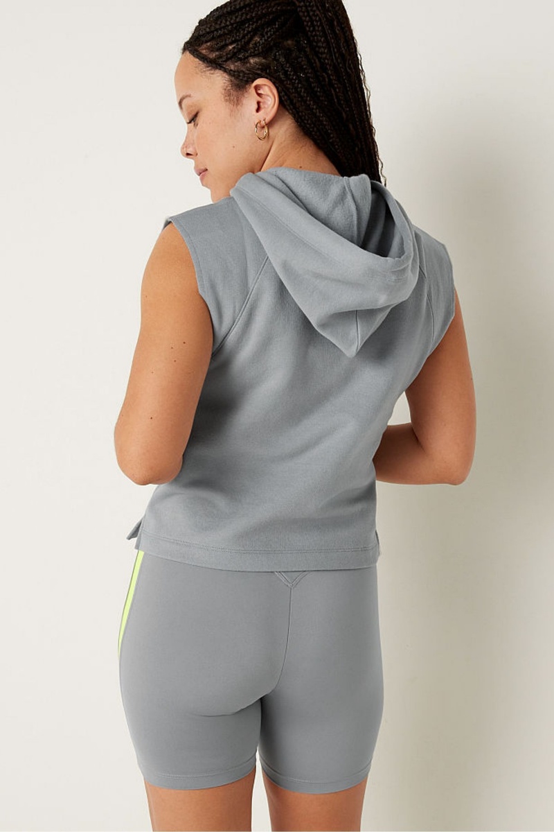 Grey Oasis Victoria's Secret Cropped Sleeveless Hoodie | EXB-625109