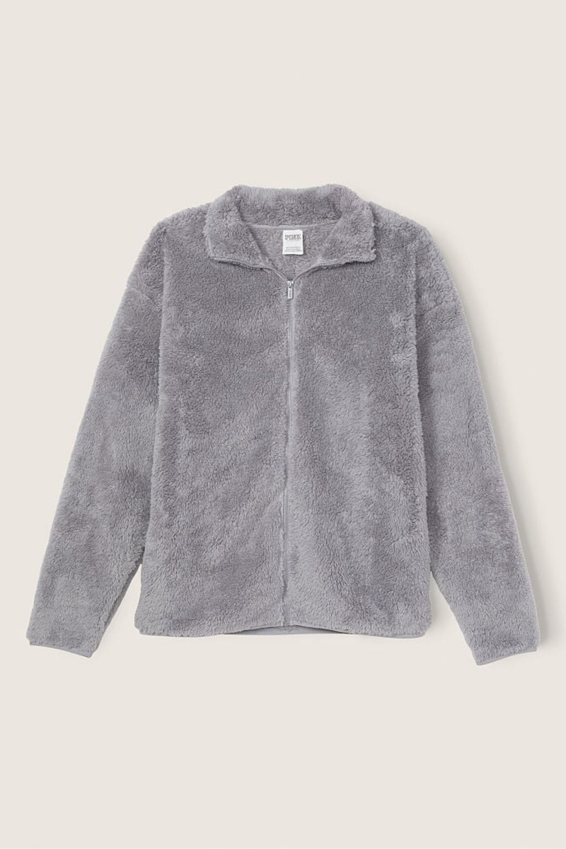 Grey Oasis Victoria's Secret Teddy FullZip Jacket | LGN-963527