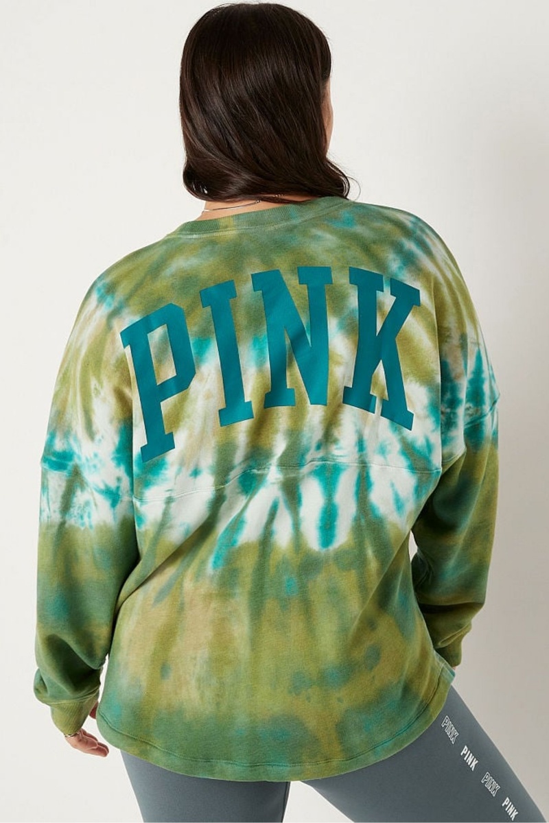 Hazel Green Tie Dye Victoria's Secret Fleece Long Sleeve Oversized Sweatshirt | RWC-285461