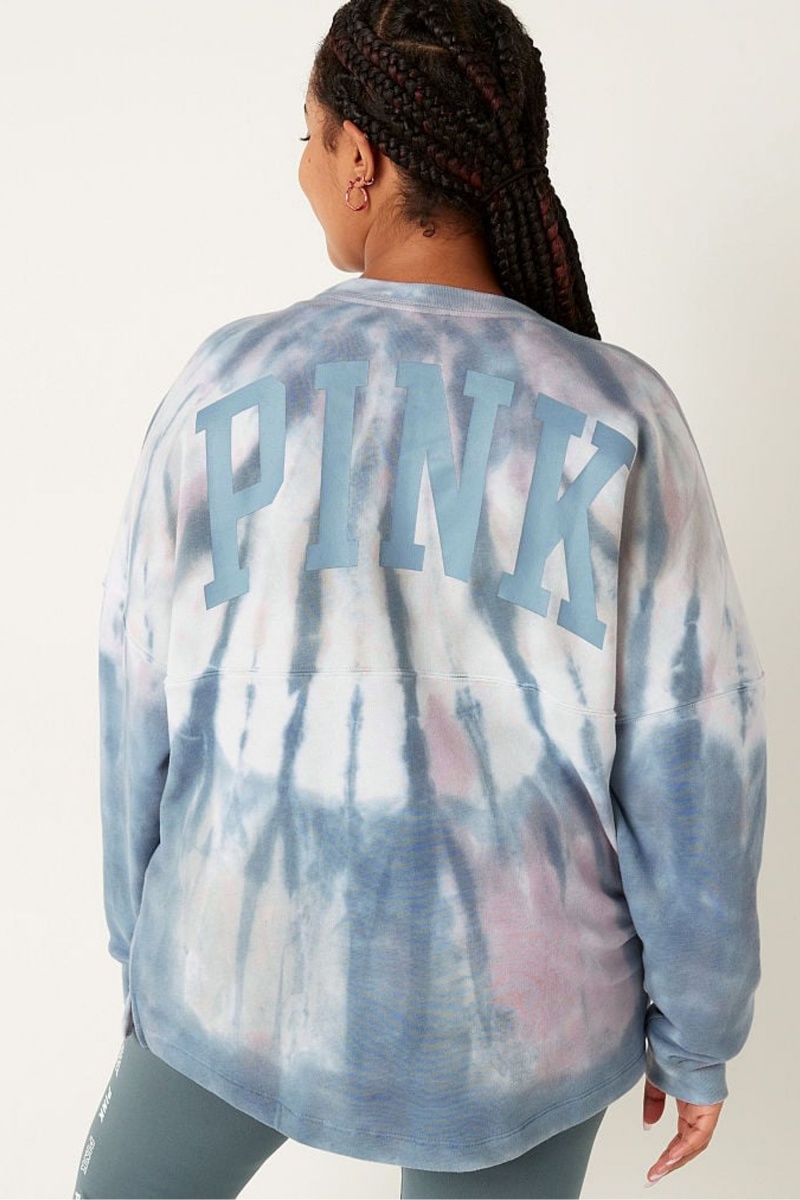 Hazel Green Tie Dye Victoria's Secret Fleece Long Sleeve Oversized Sweatshirt | HCL-518902