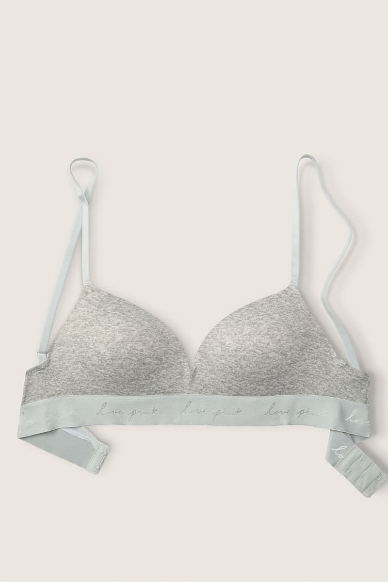 Heather Charcoal Grey Victoria's Secret Wear Everywhere Smooth Non Wired Push Up T-Shirt Bra | OPW-813746