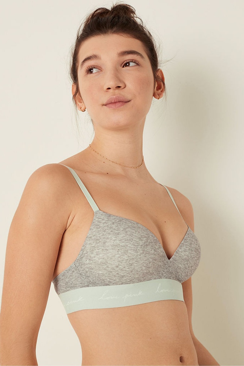 Heather Charcoal Grey Victoria's Secret Wear Everywhere Smooth Non Wired Push Up T-Shirt Bra | JBU-784351