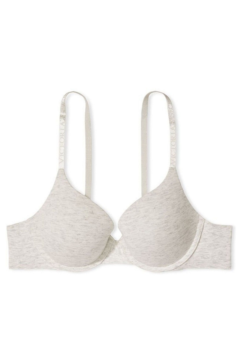 Heather Snow Grey Victoria's Secret The T-Shirt Lightly Lined Logo Strap Full Cup Bra | XOZ-057428