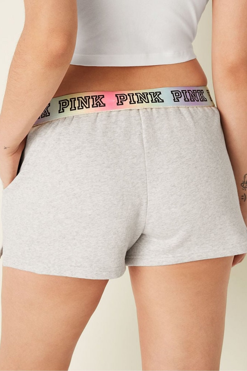 Heather Stone Grey Rainbow Victoria's Secret Foldover Sweat Shorts | UCX-150832