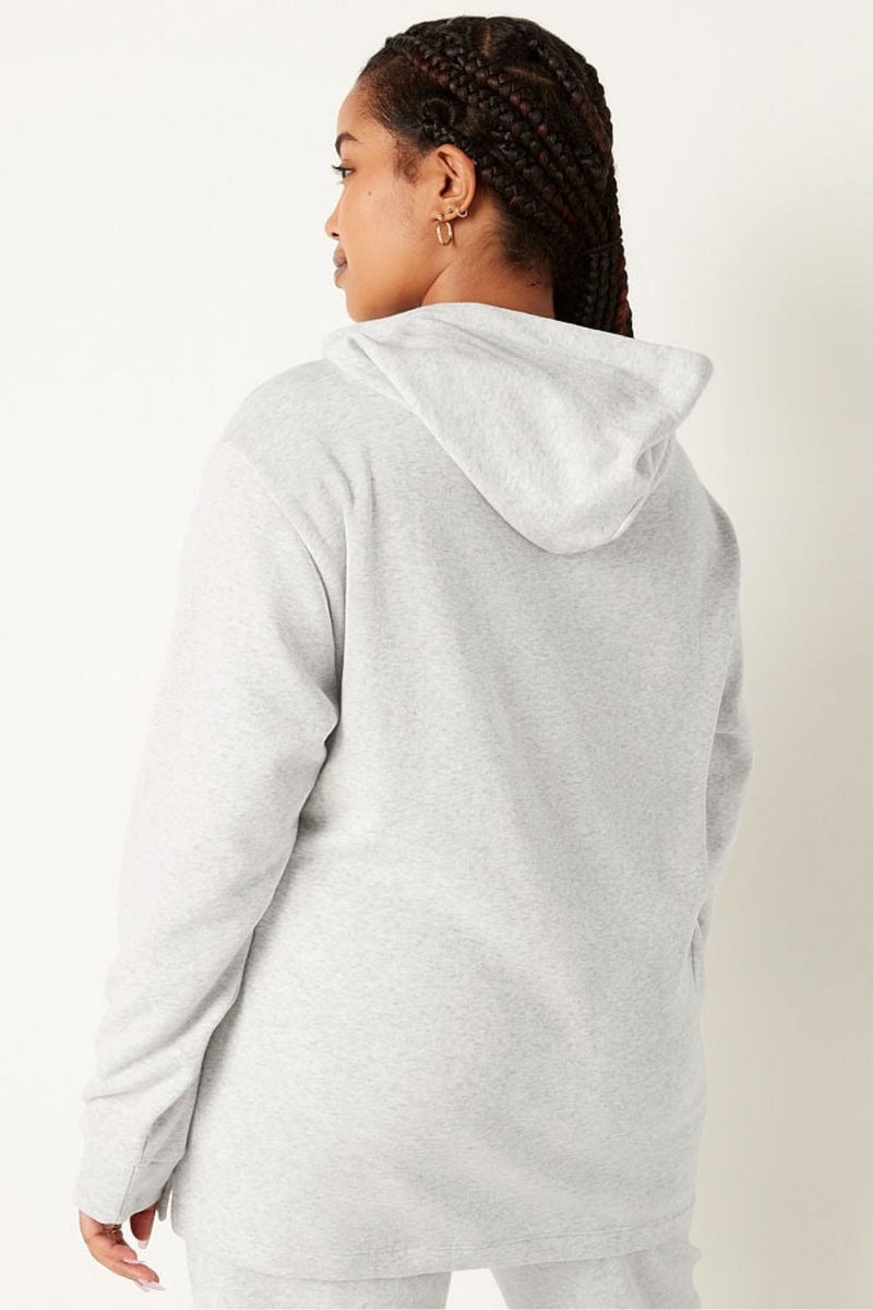 Heather Stone Grey Sans Logo Victoria's Secret Fleece Campus Hoodie | XPS-402315