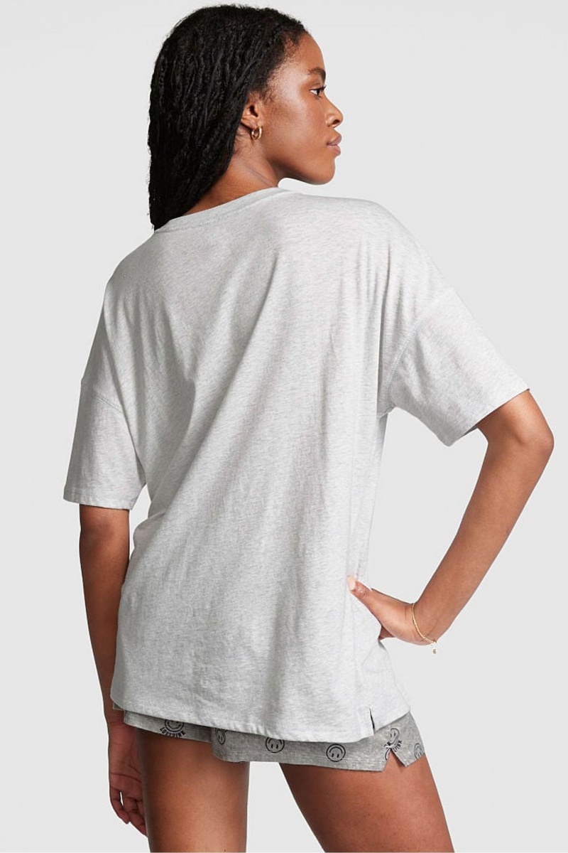 Heather Stone Grey Victoria's Secret Cotton Oversized Sleep Shirt | ZVA-506392