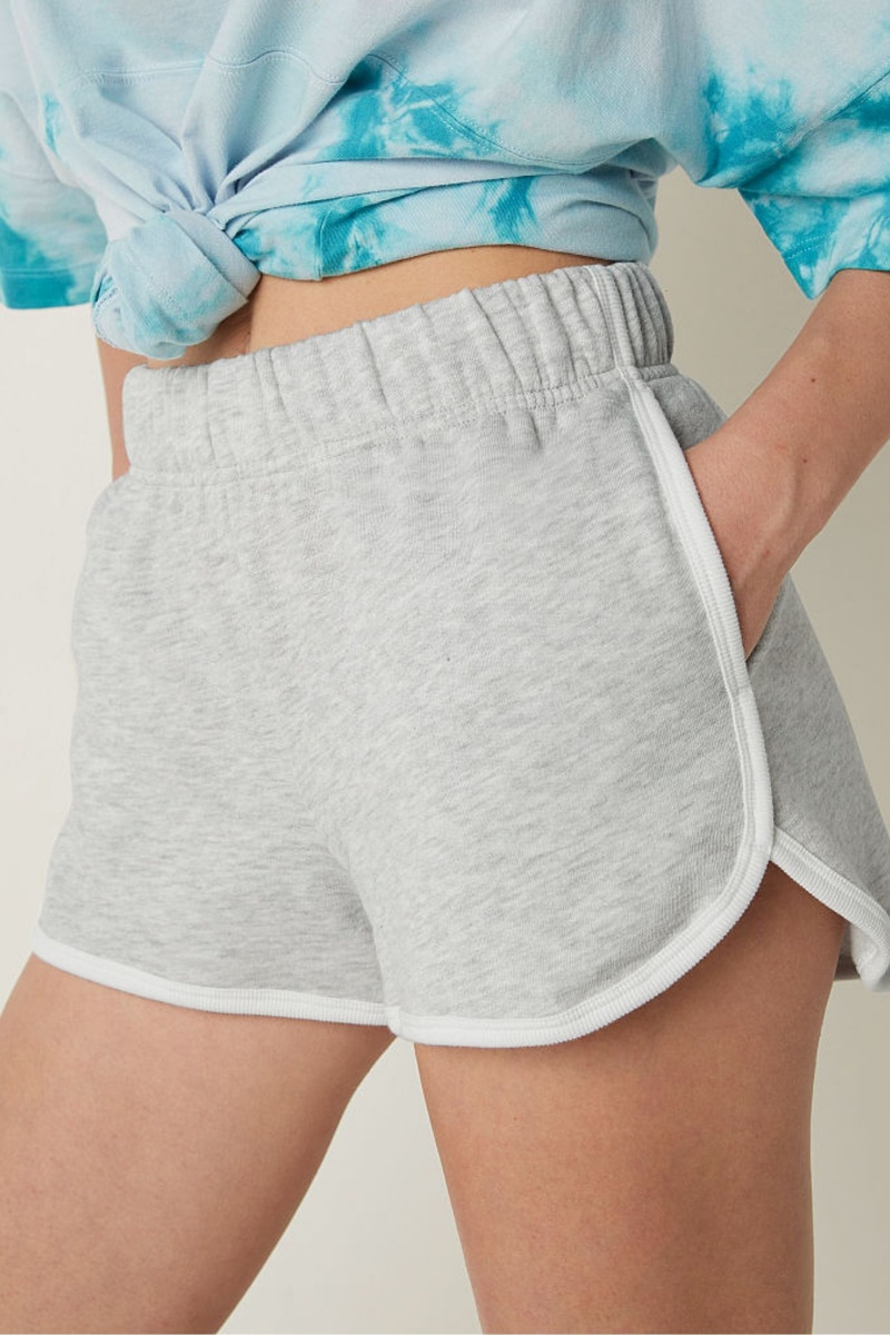 Heather Stone Grey Victoria's Secret Fleece Varsity Short | CWO-576439