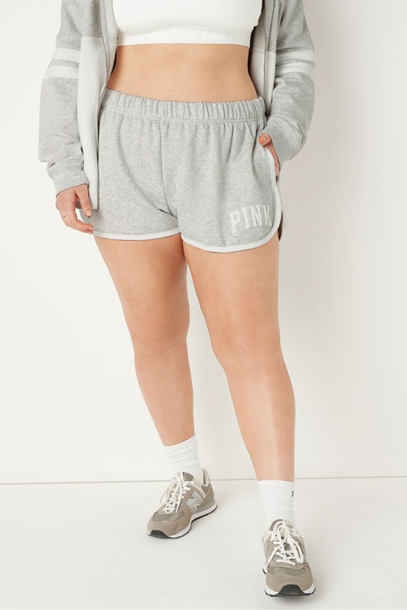 Heather Stone Grey Victoria\'s Secret Fleece Varsity Short | MYO-698240