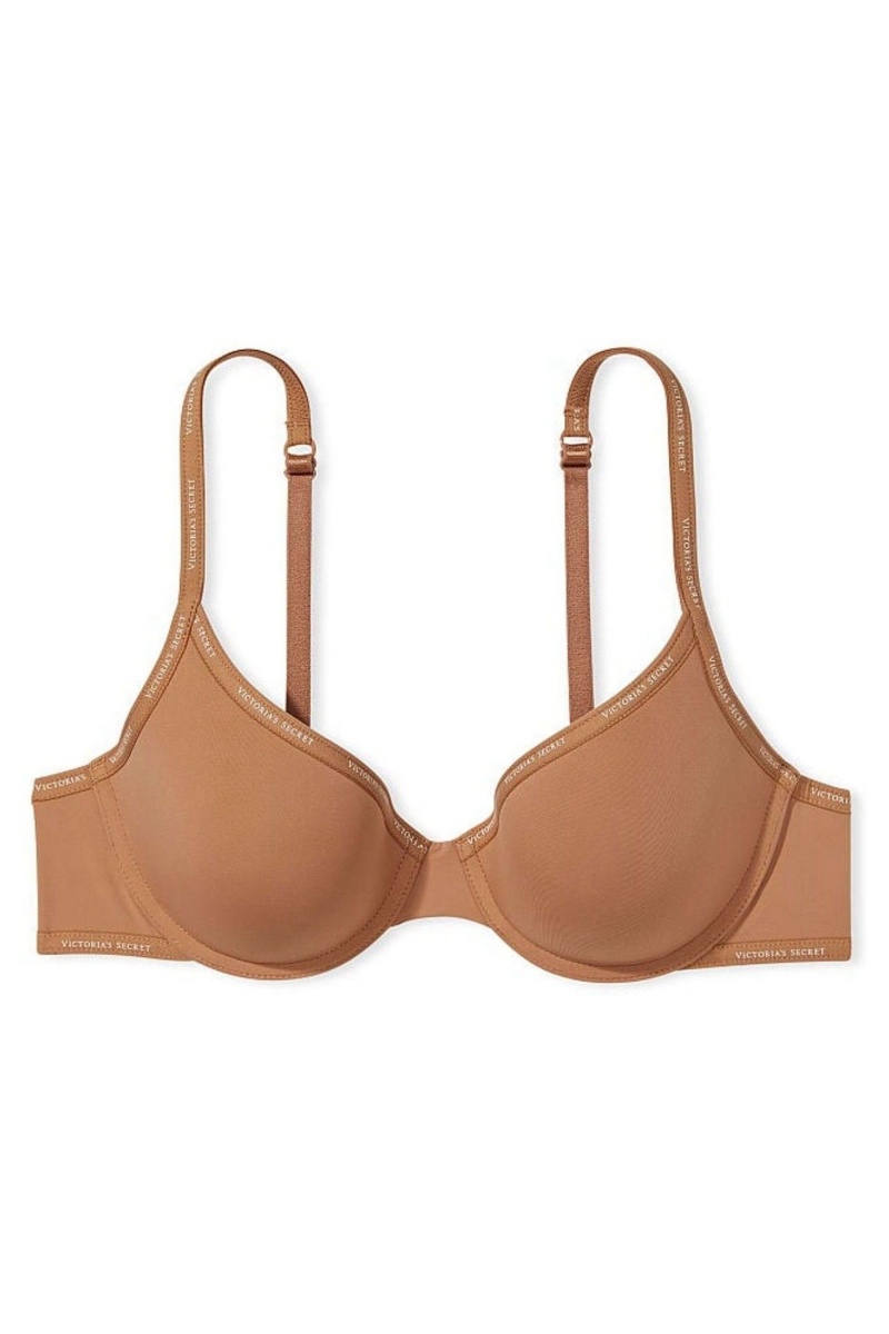 Honey Glow Nude Victoria's Secret The T-Shirt Push Up Logo Strap Bra | UZS-125436