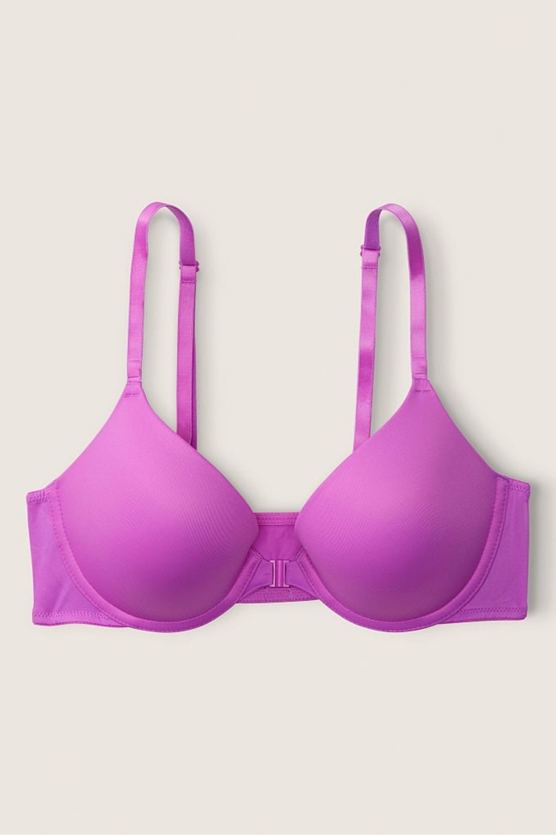 House Party Purple Victoria's Secret Wear Everywhere Front Fastening Push Up T-Shirt Bra | GRJ-946208