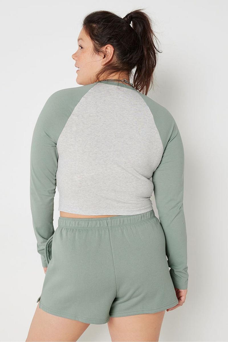 Iceberg Green Victoria's Secret Long Sleeve Crop T-Shirt | RJE-987264