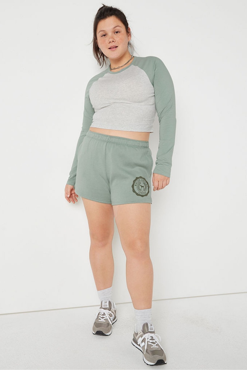 Iceberg Green Victoria's Secret Long Sleeve Crop T-Shirt | RJE-987264