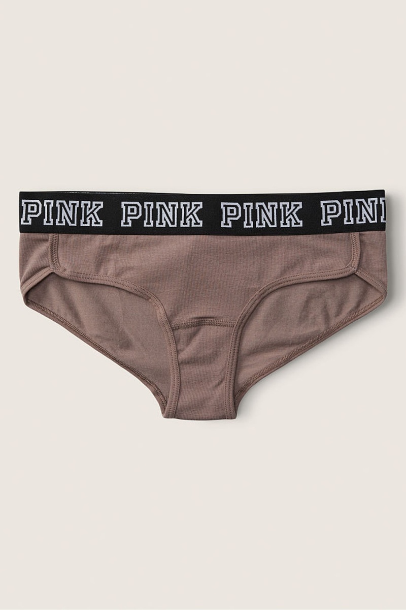 Iced Coffee Brown Victoria\'s Secret Stretch Cotton Cotton Logo Hipster Knickers | CZU-593871