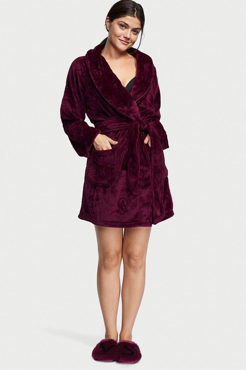 Kir Red Logo Victoria\'s Secret Cosy Short Dressing Gown | IEP-810697