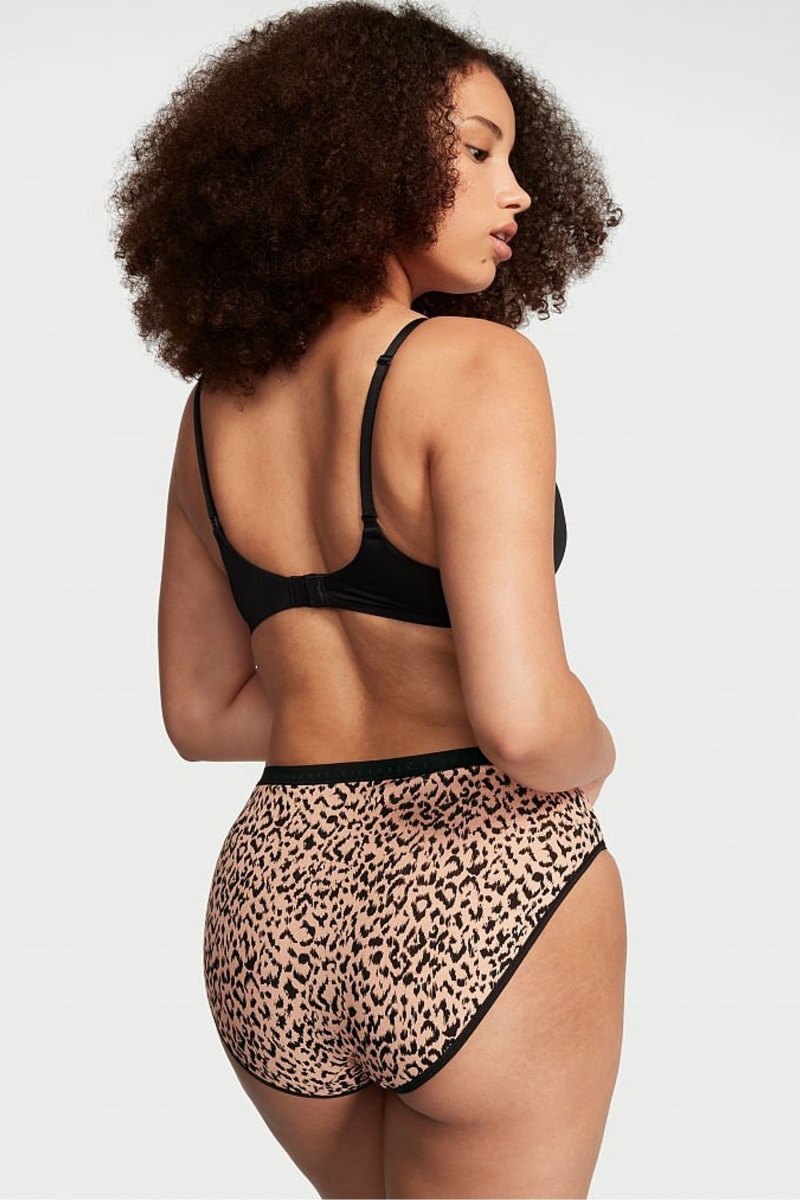 Leopard Brown Victoria's Secret Stretch Cotton High Leg Brief Knickers | DPI-731659