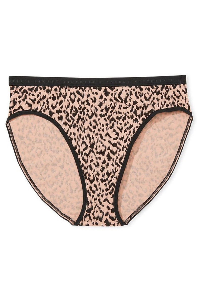 Leopard Brown Victoria's Secret Stretch Cotton High Leg Brief Knickers | DPI-731659