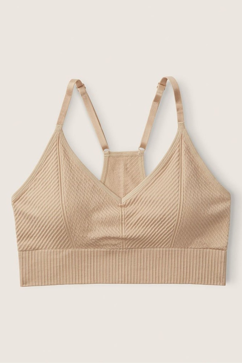 Light Sand Nude Victoria's Secret Wear Everywhere Seamless Lightly Lined Low Impact Sports Bra | YOR-273410